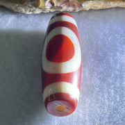Natural Powerful Tibetan Old Oily Red White Agate One Eye Water Element Dzi Bead Heavenly Master (Tian Zhu) 一眼水元素天珠 10.47g 37.6 by 13.5mm - Huangs Jadeite and Jewelry Pte Ltd