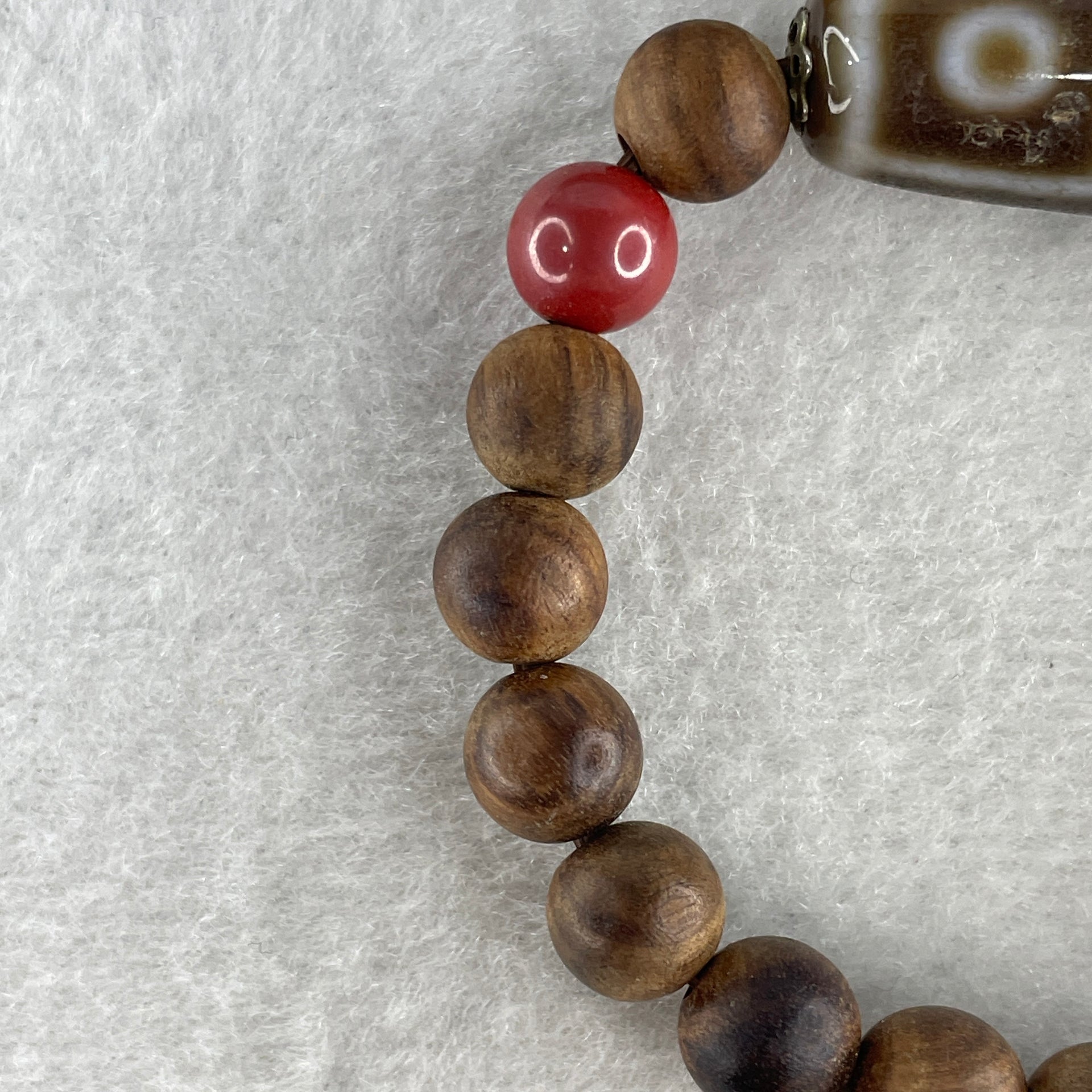 Natural Wooden Beads with 9 Eyes Dzi Bead Bracelet 16.46g 147cm 38.9 by 13.0mm 9Eye - 8.2mm 17 Beads - Huangs Jadeite and Jewelry Pte Ltd