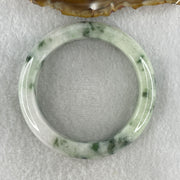 Type A Natural Light Green Light Lavender with Blueish Green Piao Hua Flora Patches Jadeite Bangle 53.61g Inner Diameter 51.5mm 12.2 by 8.5mm (Very Slight Internal Lines) - Huangs Jadeite and Jewelry Pte Ltd