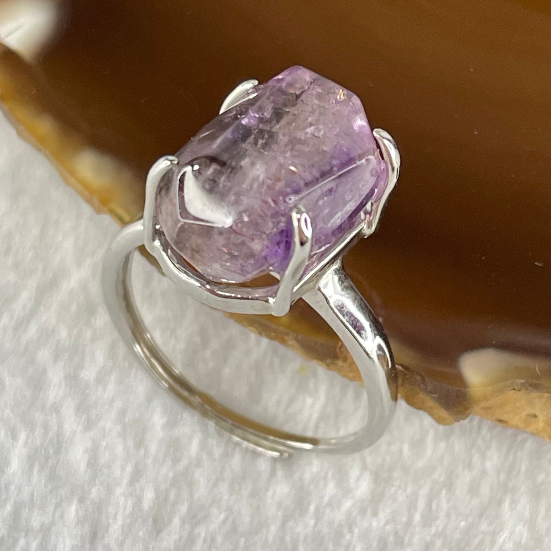 Natural Super 7 in S925 Sliver Ring (Adjustable Size) 3.77g 13.6 by 10.0 by 7.7mm - Huangs Jadeite and Jewelry Pte Ltd