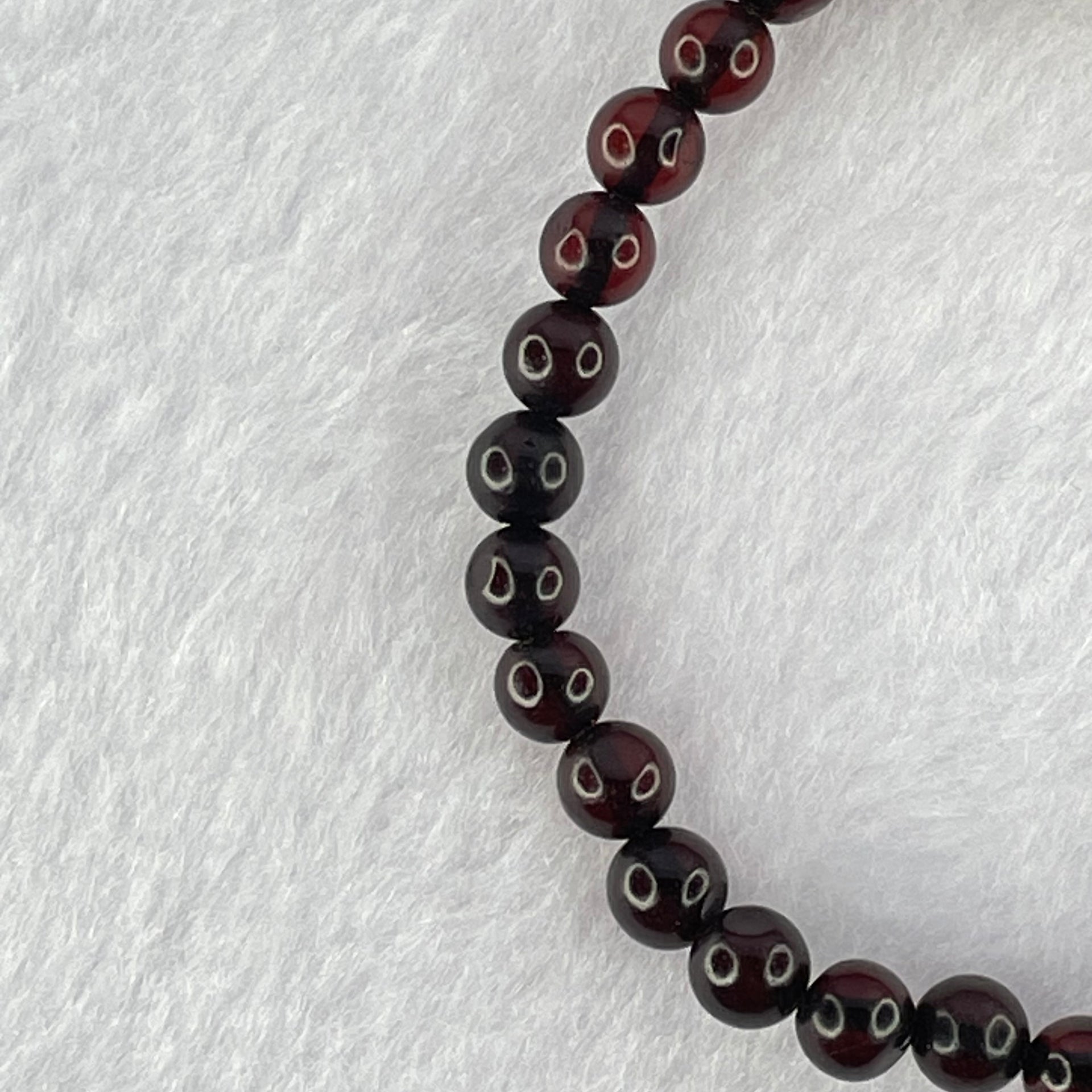 Natural Dark Blood Red Amber Beads Bracelet 天然血珀手链 3.89g 14.5cm 5.3mm 30 Beads - Huangs Jadeite and Jewelry Pte Ltd