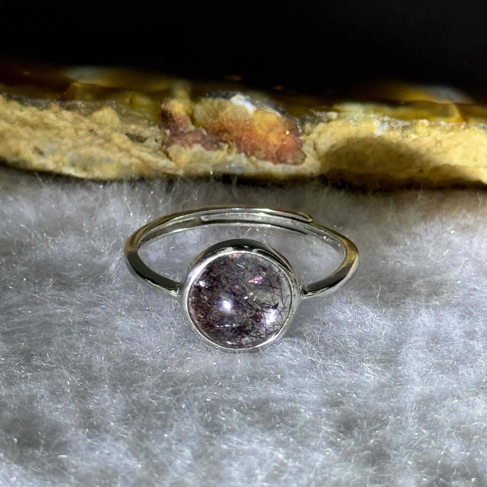 Very Good Grade Natural Super 7 S925 Silver Ring (Adjustable Size) 1.79g 8.3 by 4.5mm - Huangs Jadeite and Jewelry Pte Ltd