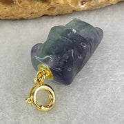 Natural Purple and Green Fluorite Ox Charm Pendant 3.17g 17.2 by 11.6 by 8.1mm - Huangs Jadeite and Jewelry Pte Ltd