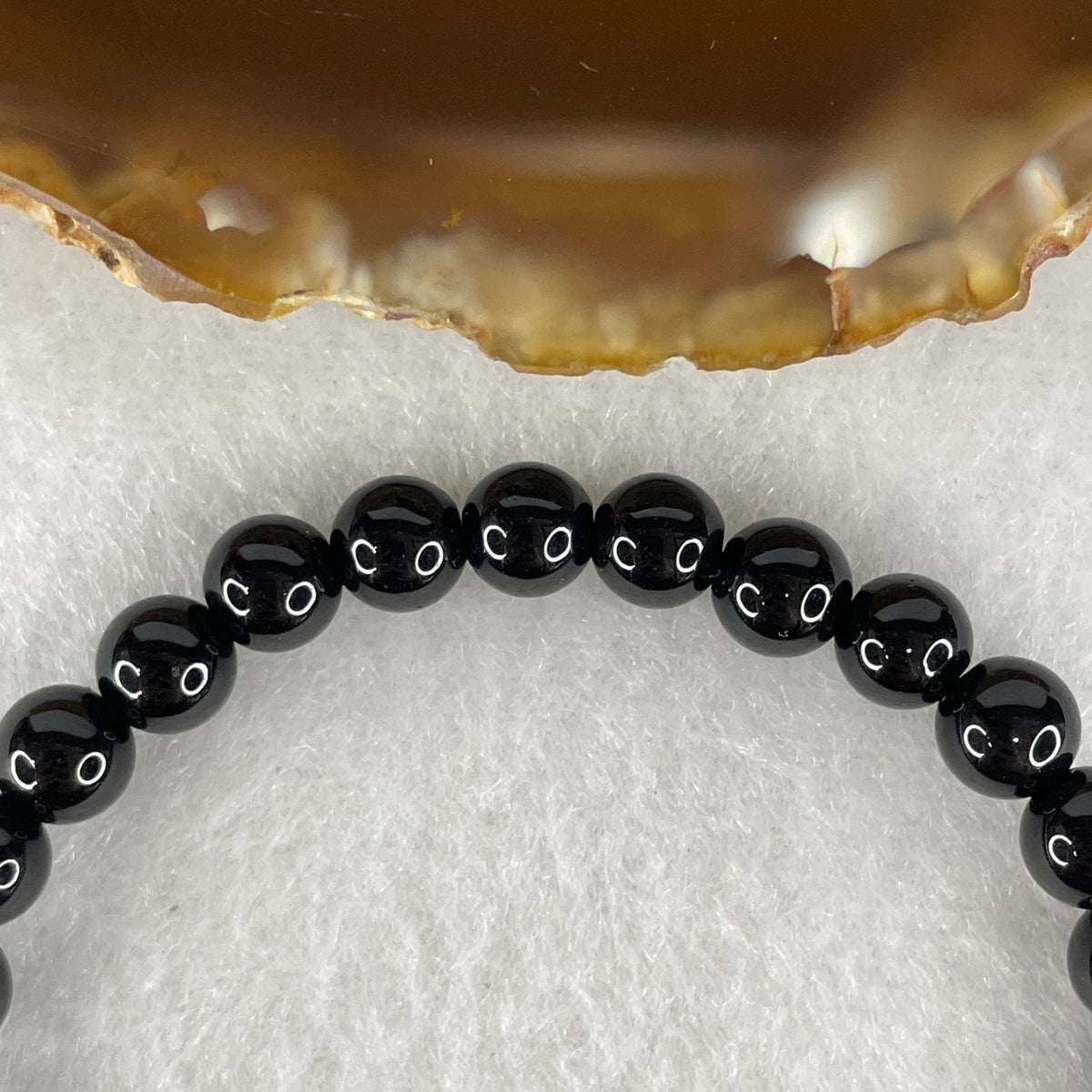 Certified Good Grade Natural Black Obsidian Beads Bracelet | 6.3mm Dainty Mirror-Polished (9.01g | 30 Beads | 15.5cm)