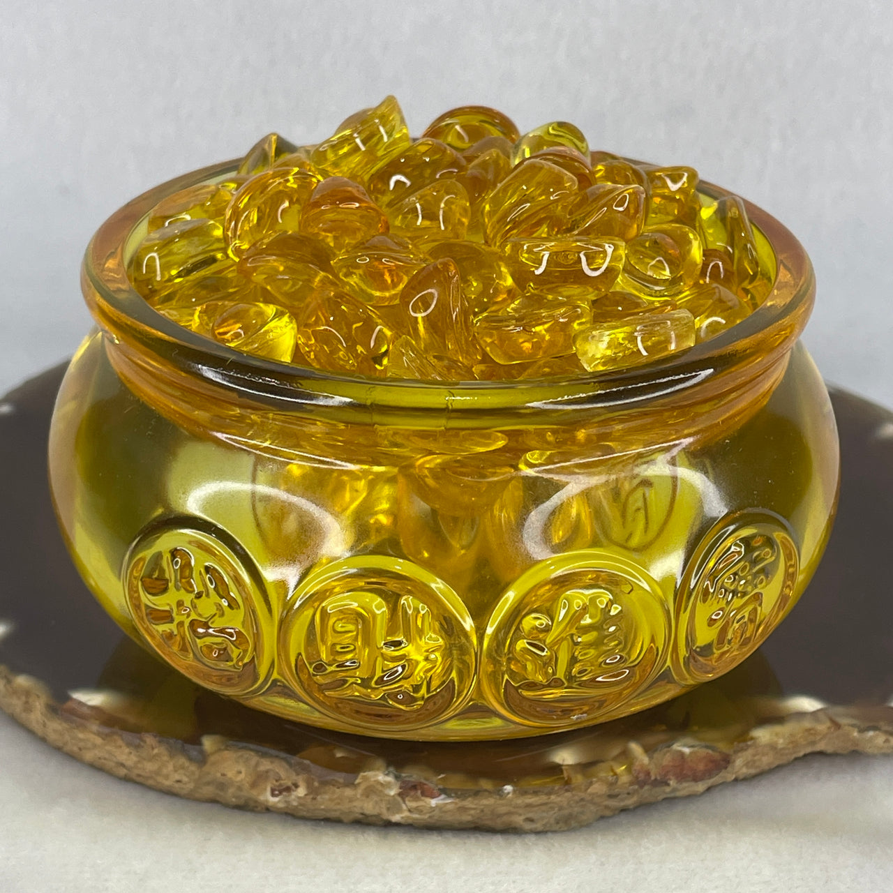 Golden Yellow Liuli Prosperity Wealth Pot with Mini Ingots | Authentic Feng Shui Wealth Basin (Treasure Bowl) | Ultimate Abundance, Success & Cash Flow Manifestation Magnet (100.0x70.0mm| 674.46g)