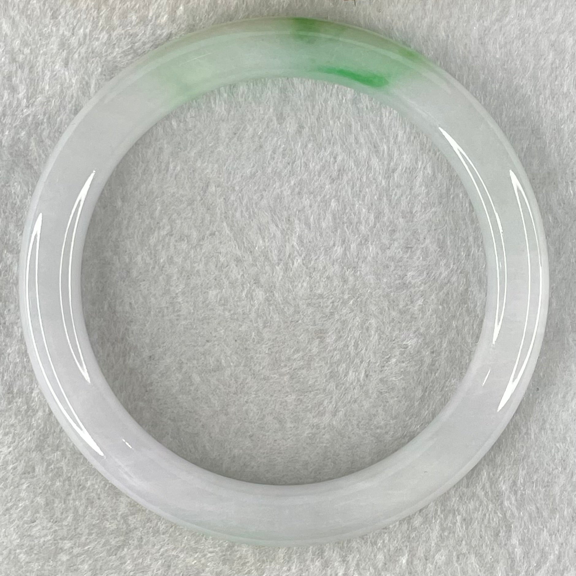 Type A Faint Lavender with Emerald Green Piao Hua Jadeite Floral Bangle 35.49g Internal Diameter 56.1mm 8.1 by 8.3mm - Huangs Jadeite and Jewelry Pte Ltd