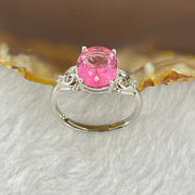 Pink Cubic Zirconia with Crystals in PT950 Plated Sliver Ring (Adjustable Size) 1.95g 9.7 by 7.8 by 5.2mm - Huangs Jadeite and Jewelry Pte Ltd