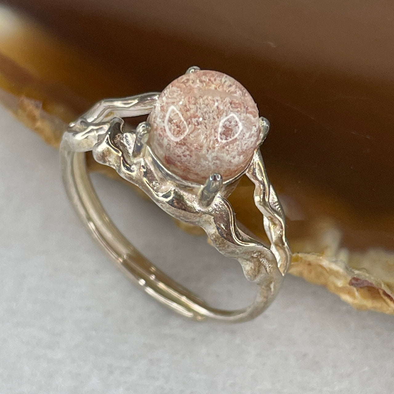 Good Grade Natural Red Phantom Quartz Ring in S925 Sliver 3.23g 7.8 by 5.5mm (Adjustable Size) - Huangs Jadeite and Jewelry Pte Ltd