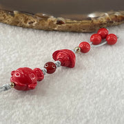 Natural Red Cinnabar Baby God of Fortune 16.0 by 16.8 by 11.3mm with Ingot Yuan Bao 9.0 by 13.06 by 9.1mm and Beads 6.54g - Huangs Jadeite and Jewelry Pte Ltd