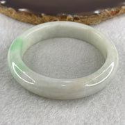 Type A Light Green with Spicy Green Patches Jade Jadeite Bangle 52.23g inner Dia 55.7mm 12.3 by 8.5mm (External Line) - Huangs Jadeite and Jewelry Pte Ltd
