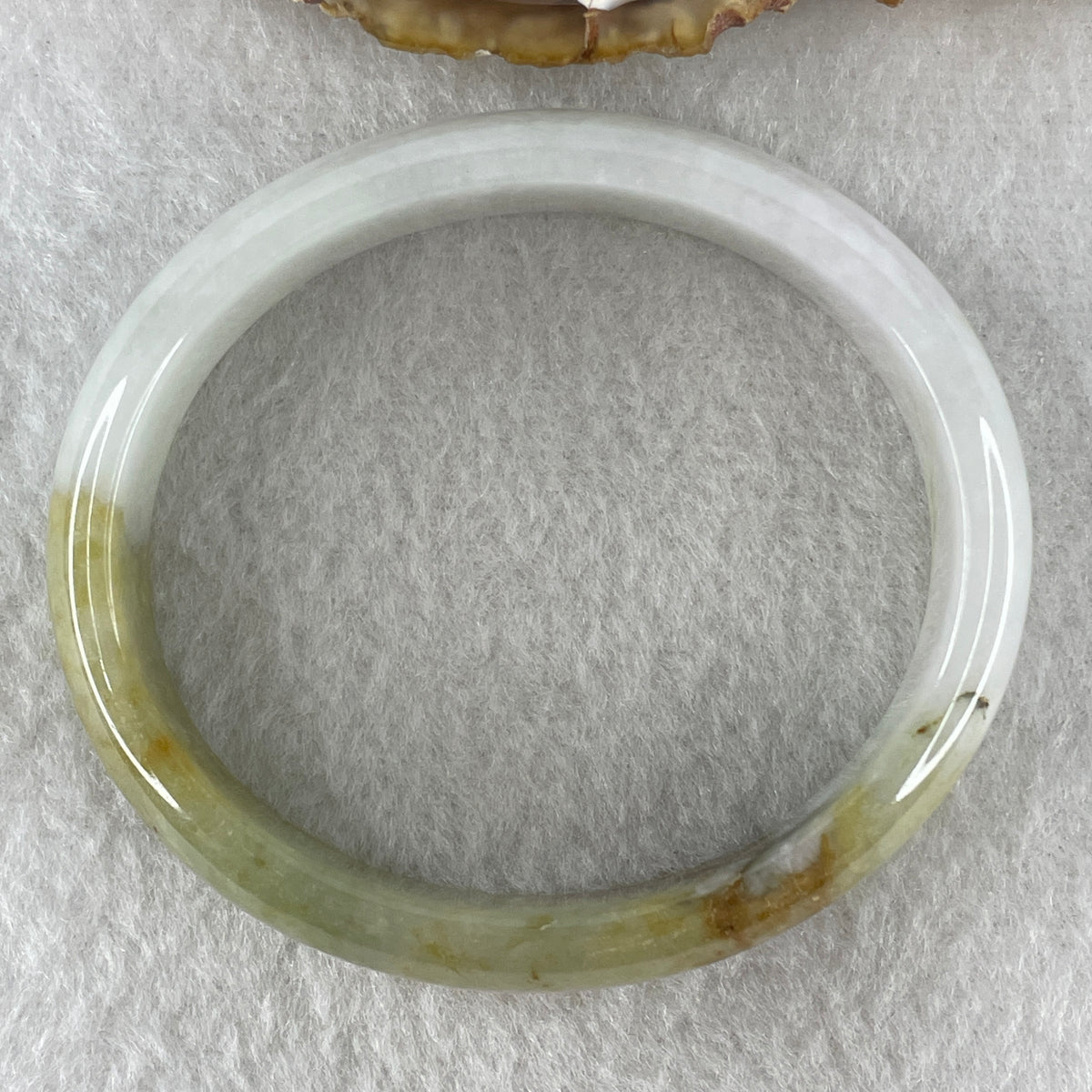 Natural Type Light Lavender with Yellowish Green Jadeite Oval Bangle 37.93g Inner Diameter 55.7mm 12.8 by 6.0mm (Slight External Rough) - Huangs Jadeite and Jewelry Pte Ltd