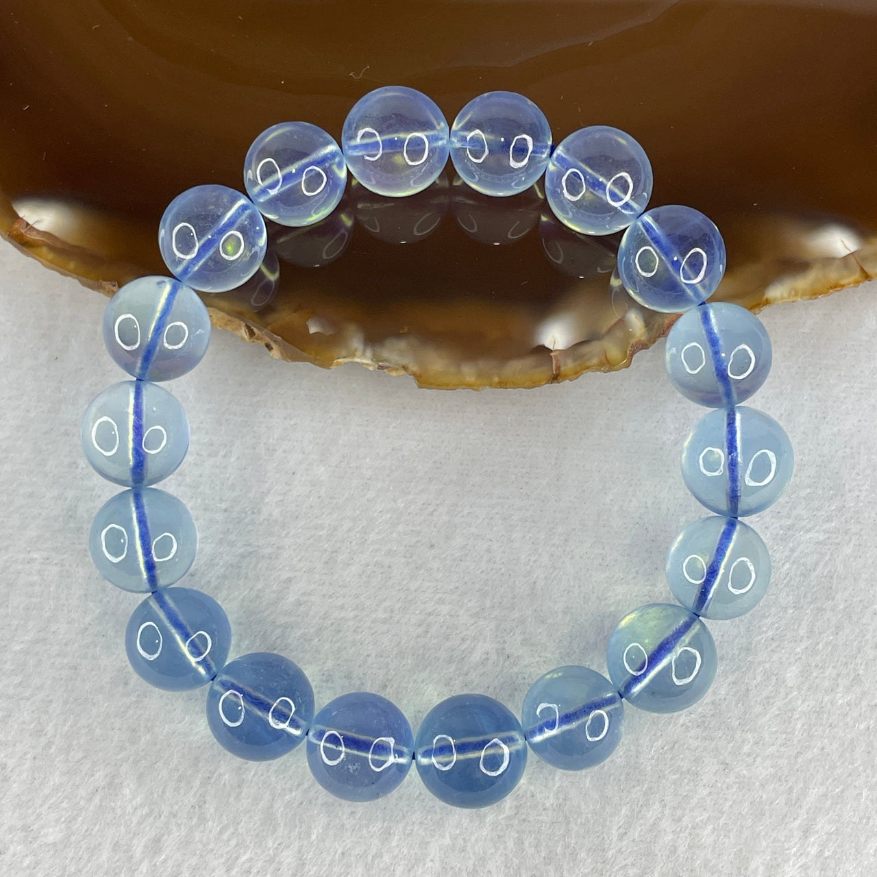Certified Very Good Natural Transparent Aquamarine Beads Bracelet 35.97g 16.5cm 11.8mm 16 Beads