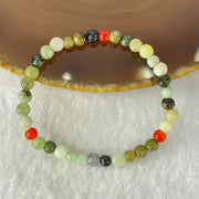 Type A Mixed Color Jadeite and Red Agate Beads Bracelet 6.18g 13.5cm 5.4mm 36 Beads - Huangs Jadeite and Jewelry Pte Ltd