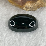 Type A Translucent Black Omphacite Jadeite Round Cabouchon Stone For Setting 1.98g 16.4 by 10.9 by 5.3mm - Huangs Jadeite and Jewelry Pte Ltd
