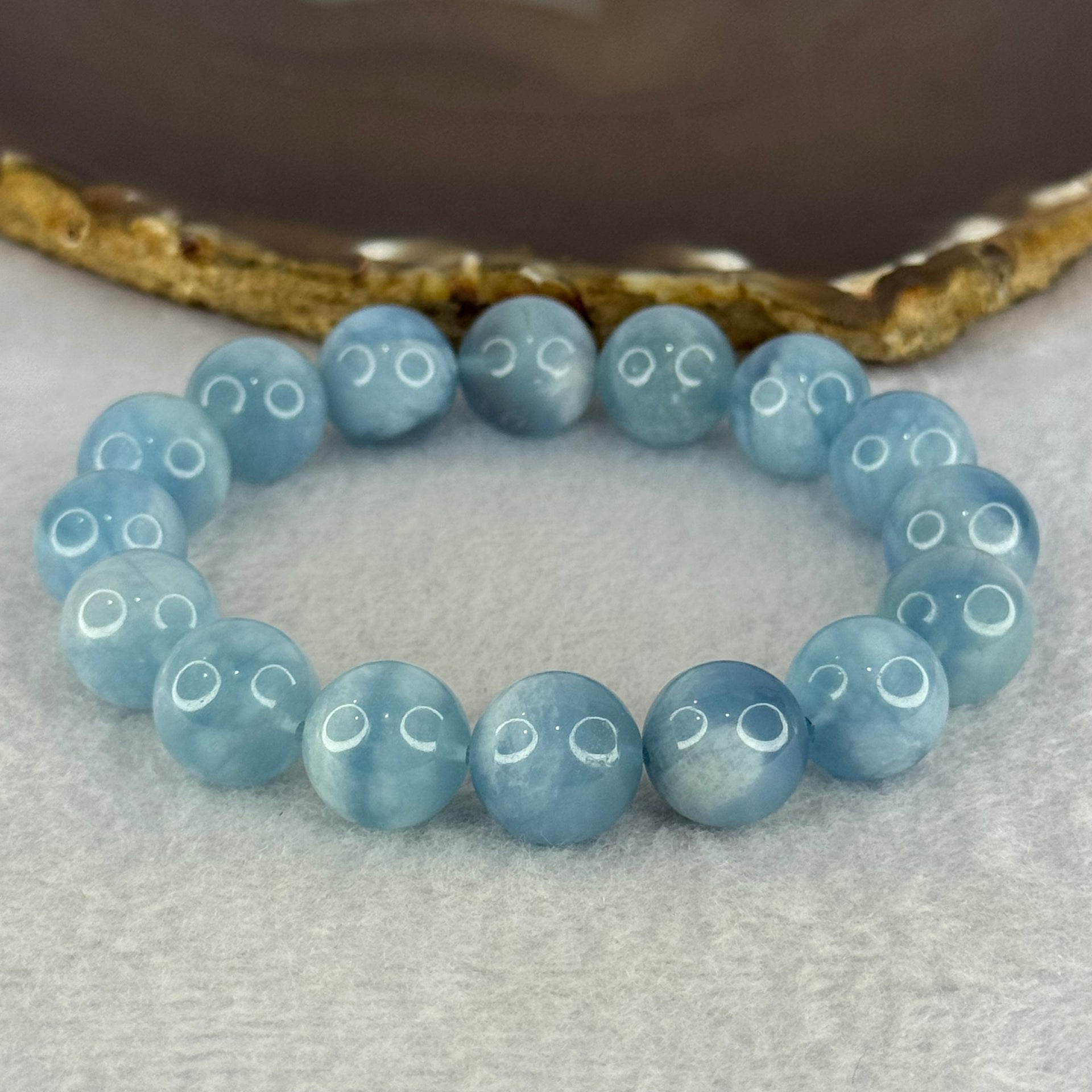 Natural Aquamarine Beads Bracelet 50.83g 18cm 13.2mm 16 Beads - Huangs Jadeite and Jewelry Pte Ltd