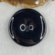 Type A Opaque Black Omphacite Jadeite Ping An Kou Donut Pendant 47.34g 48.3 by 9.9mm - Huangs Jadeite and Jewelry Pte Ltd