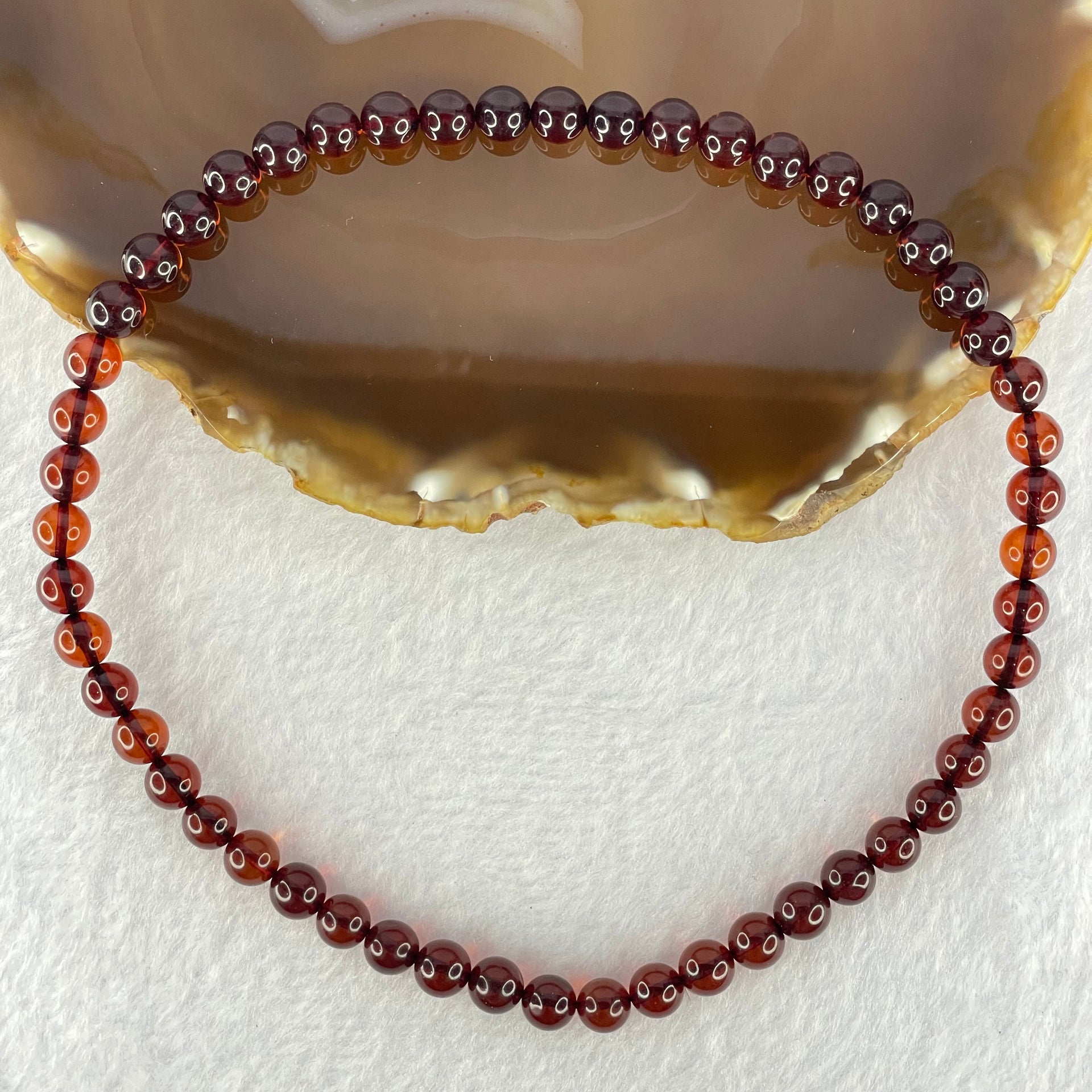 Natural Mixed Color Amber Beads Elastic Necklaces 6.71g 58cm 4.9mm 117 Beads - Huangs Jadeite and Jewelry Pte Ltd
