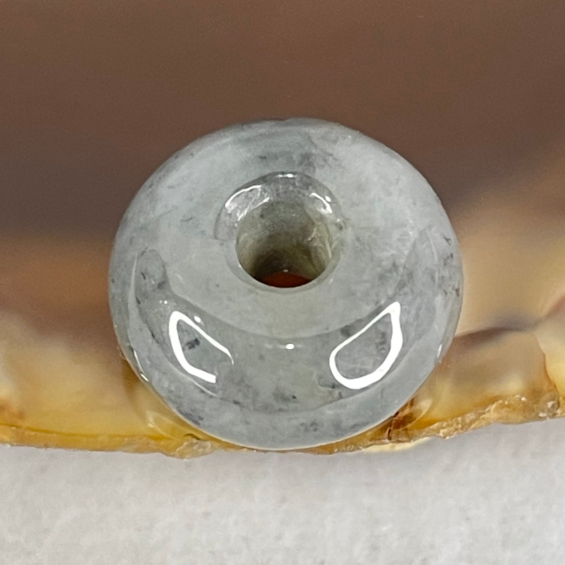 Type A Green Light Lavender With Wuji Grey Piao Hua Jadeite Ping An Kou Charm/Pendant 2.42g 13.3 by 7.1mm - Huangs Jadeite and Jewelry Pte Ltd