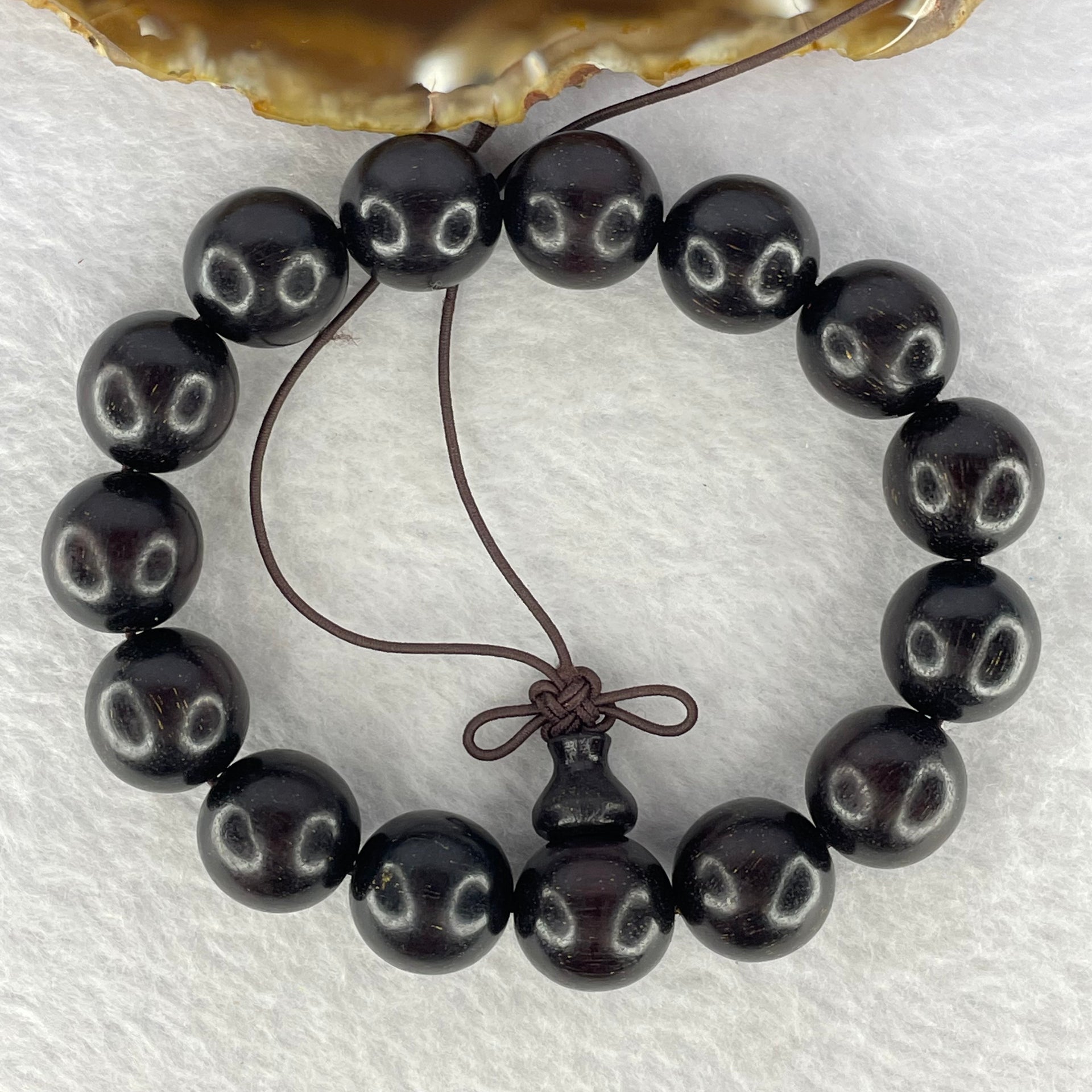 Natural India Zitan Sandalwood 小叶字檀木 Beads Bracelet Sinking Type 28.33g 14.8 mm 15 Beads - Huangs Jadeite and Jewelry Pte Ltd