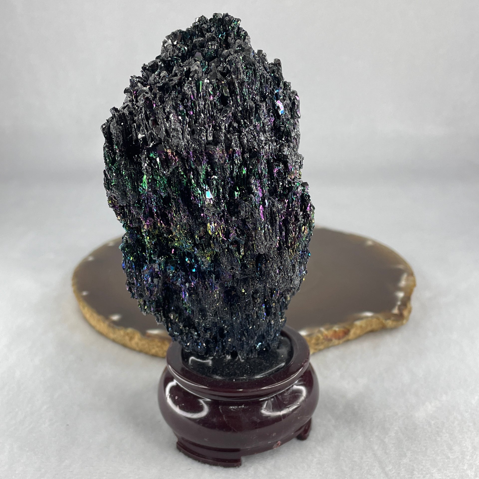 Natural-Black-Moissanite-Rough-Display-with-Wooden-Stand-280.79g-71.5-by-54.0-by-136.0mm