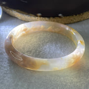 Natural Pink Flower Agate Oval Bangle Set 82.68g Inner Diameter 55.7mm 10.3 by 6.8mm (Very Very Slight External Rough) - Huangs Jadeite and Jewelry Pte Ltd