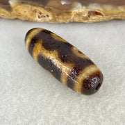 Aged Natural Powerful Tibetan Old Oily Agate 3 Eyes Dzi Bead Heavenly Master (Tian Zhu) 三眼天诛 5.09g 28.4 by 10.7mm - Huangs Jadeite and Jewelry Pte Ltd