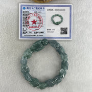 Certified Natural Type A Blueish Green Jadeite Dragon Bracelet 55.07g 16.5cm 16.0mm Dragon Head - 14.0mm 13 Pcs - Huangs Jadeite and Jewelry Pte Ltd