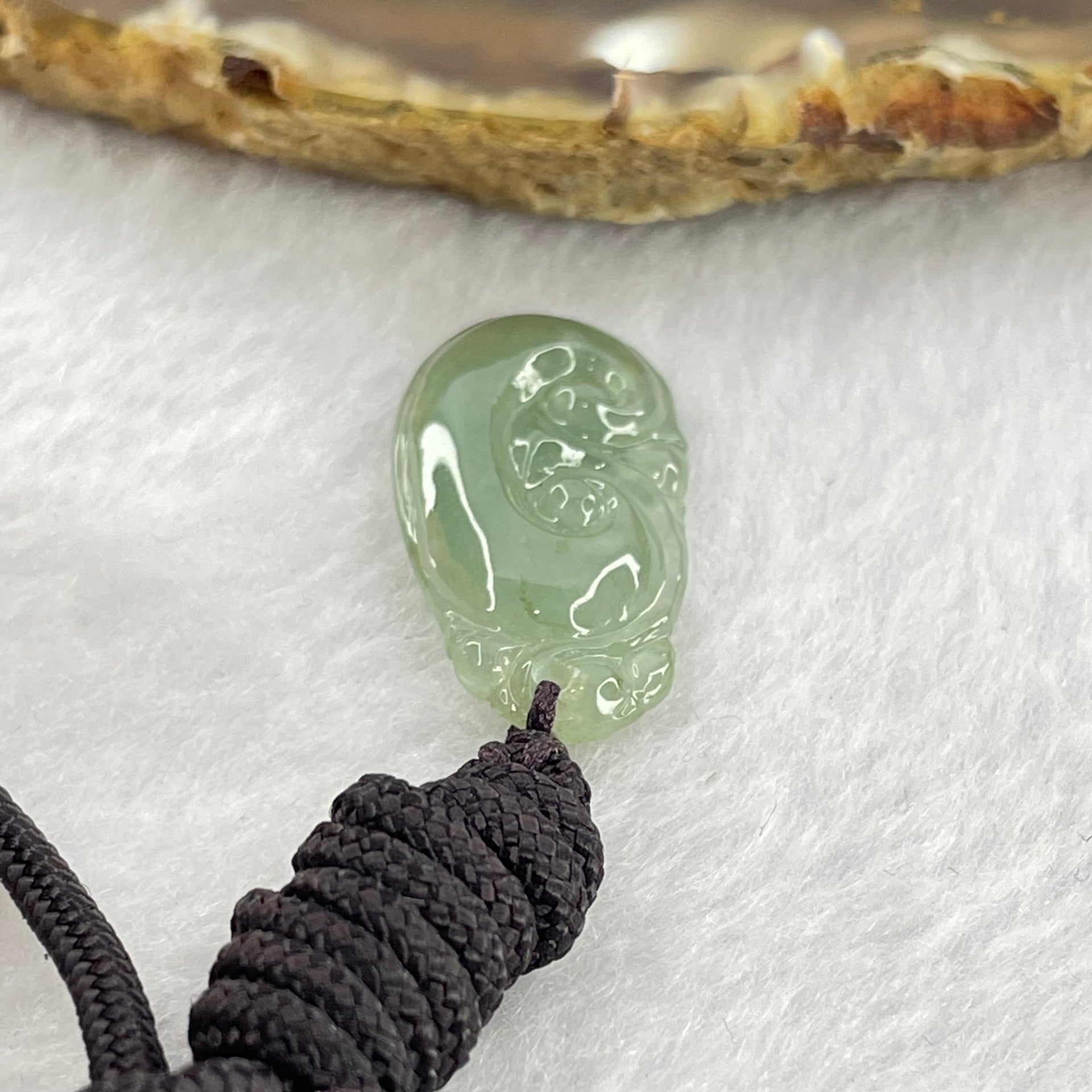 Type A Icy Light Blueish Green Jadeite Ruyi Pendent 3.99g 25.9 by 13.8 by 3.9mm - Huangs Jadeite and Jewelry Pte Ltd