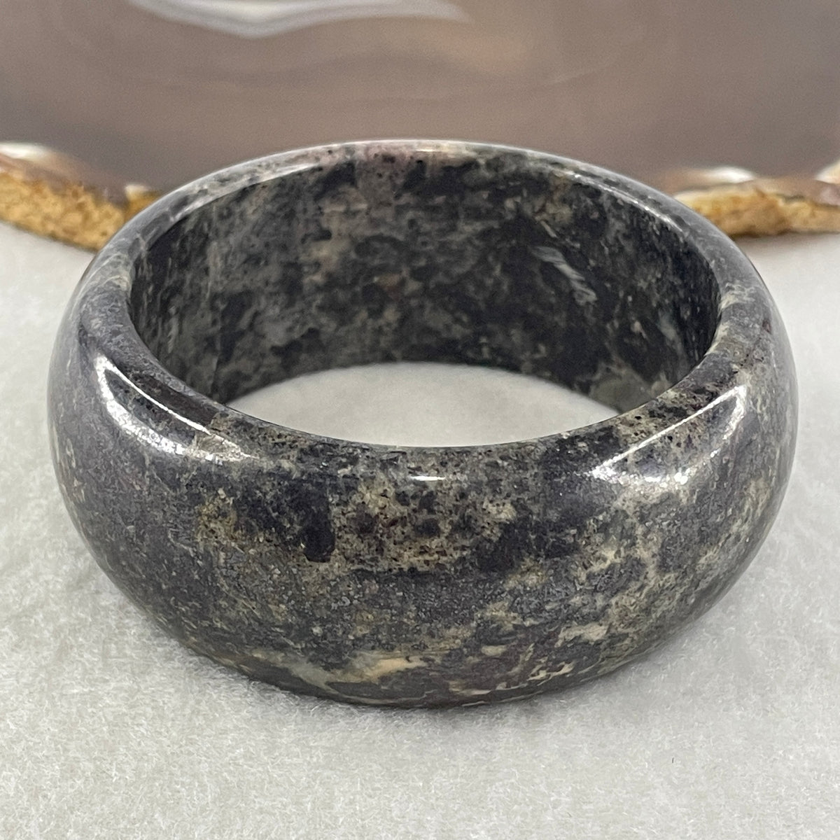 Natural Apache Tears Obsidian Bangle 126.01g Inner Diameter 56.7mm 27.6 by 9.6mm - Huangs Jadeite and Jewelry Pte Ltd