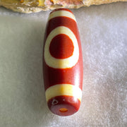 Natural Powerful Tibetan Old Oily Red White Agate One Eye Wood Element Dzi Bead Heavenly Master (Tian Zhu) 一眼木元素天珠 9.77g 37.6 by 13.0mm - Huangs Jadeite and Jewelry Pte Ltd