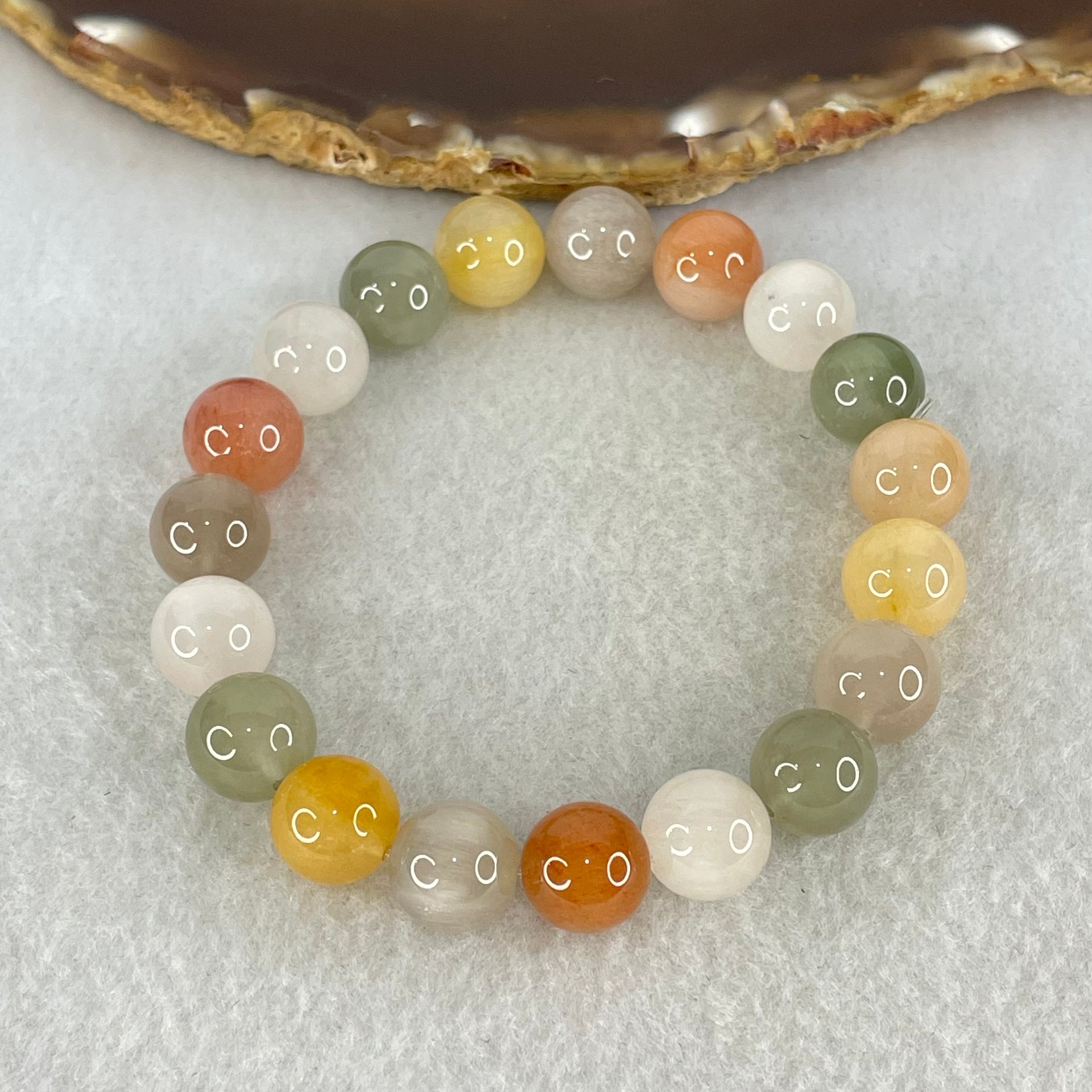 Above Average Grade Natural Muti Colour Rabbit Hair Rutilated Quartz Beads Bracelet 31.30g 17cm 10.8mm 19 Beads - Huangs Jadeite and Jewelry Pte Ltd