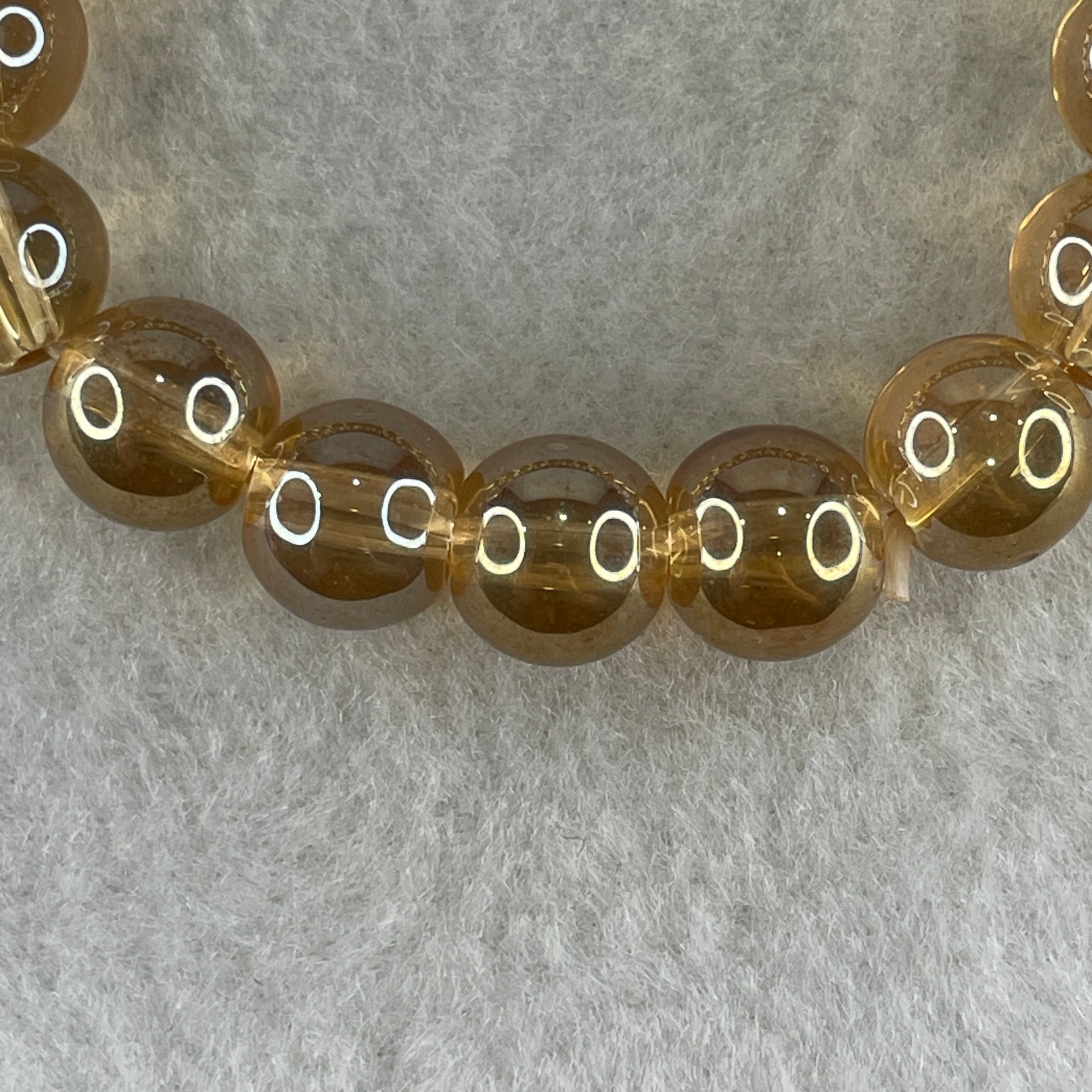 Man Made Clear Yellow Beads Bracelet 23.88g 13.5cm 10.2mm 19Beads - Huangs Jadeite and Jewelry Pte Ltd