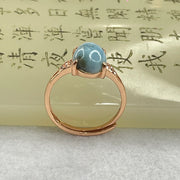 Natural Larimar in S925 Silver Rose Gold Color Ring (Adjustable Size) 2.18g 9.7 by 7.8 by 4.0mm - Huangs Jadeite and Jewelry Pte Ltd