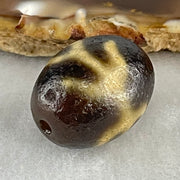 Natural Powerful Tibetan Old Oily Agate Patina Guiren Tairen Human Dzi Bead Totem Amulet Heavenly Master (Tian Zhu) 贵人天诛 8.24g 21.0 by 16.9mm - Huangs Jadeite and Jewelry Pte Ltd