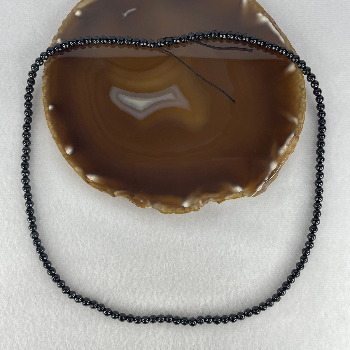 Certified Type A Opaque Black Omphacite Jadeite Micro-Beads Necklace | 5.1mm Natural Black Jade Delicate Strand & Multi-Wrap Mala (28.88g | 58cm | 126 Beads)