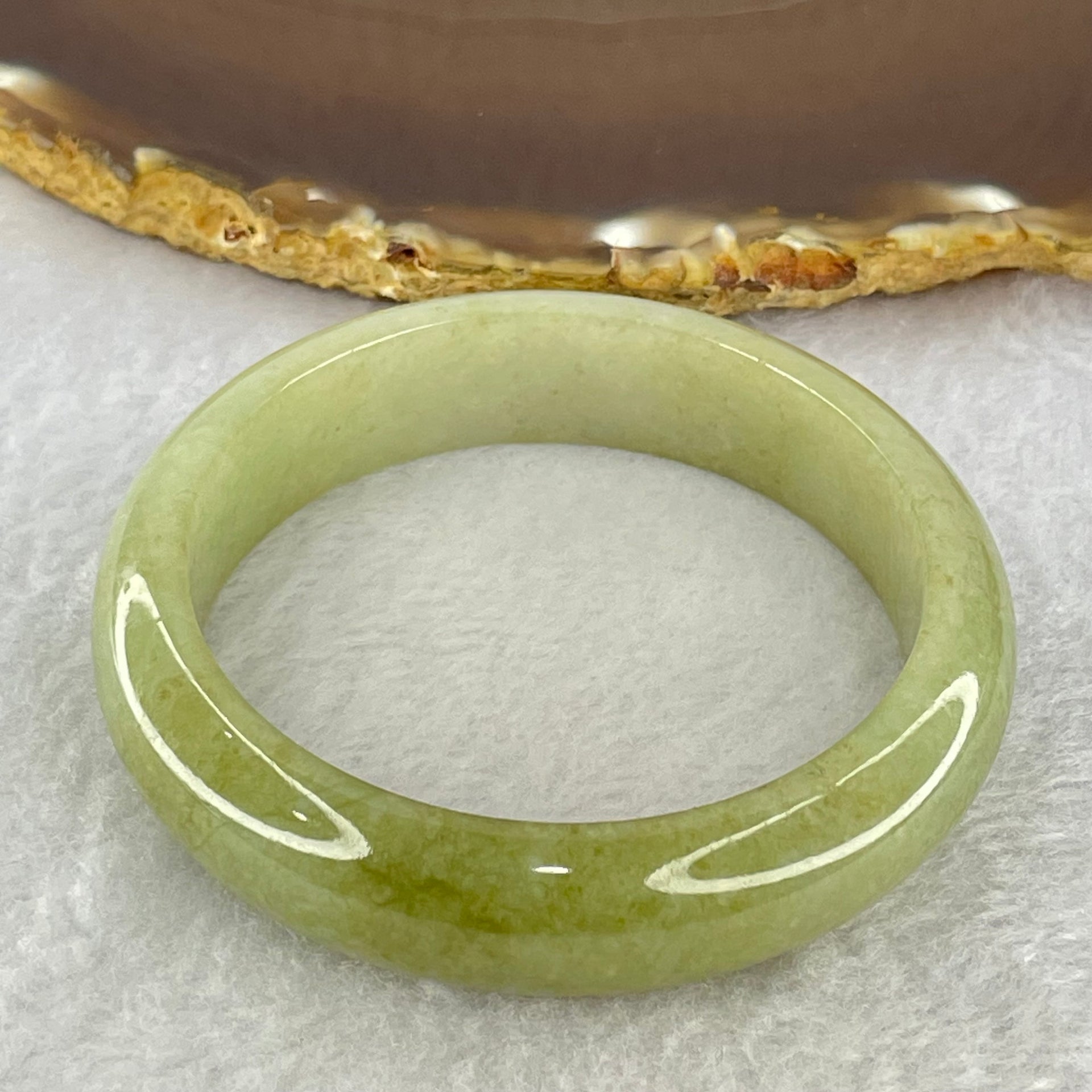 Type A Light Green Jadeite Bangle Internal Diameter 54.5mm 55.80g 14.2 by 8.1mm (Close to Perfect) - Huangs Jadeite and Jewelry Pte Ltd
