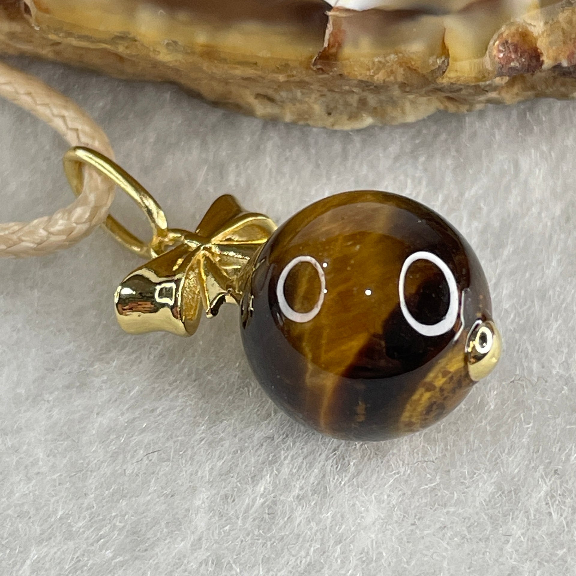 Natural Yellow Tiger Eye Quartz Bead Pendant 5.14g 12.3mm - Huangs Jadeite and Jewelry Pte Ltd