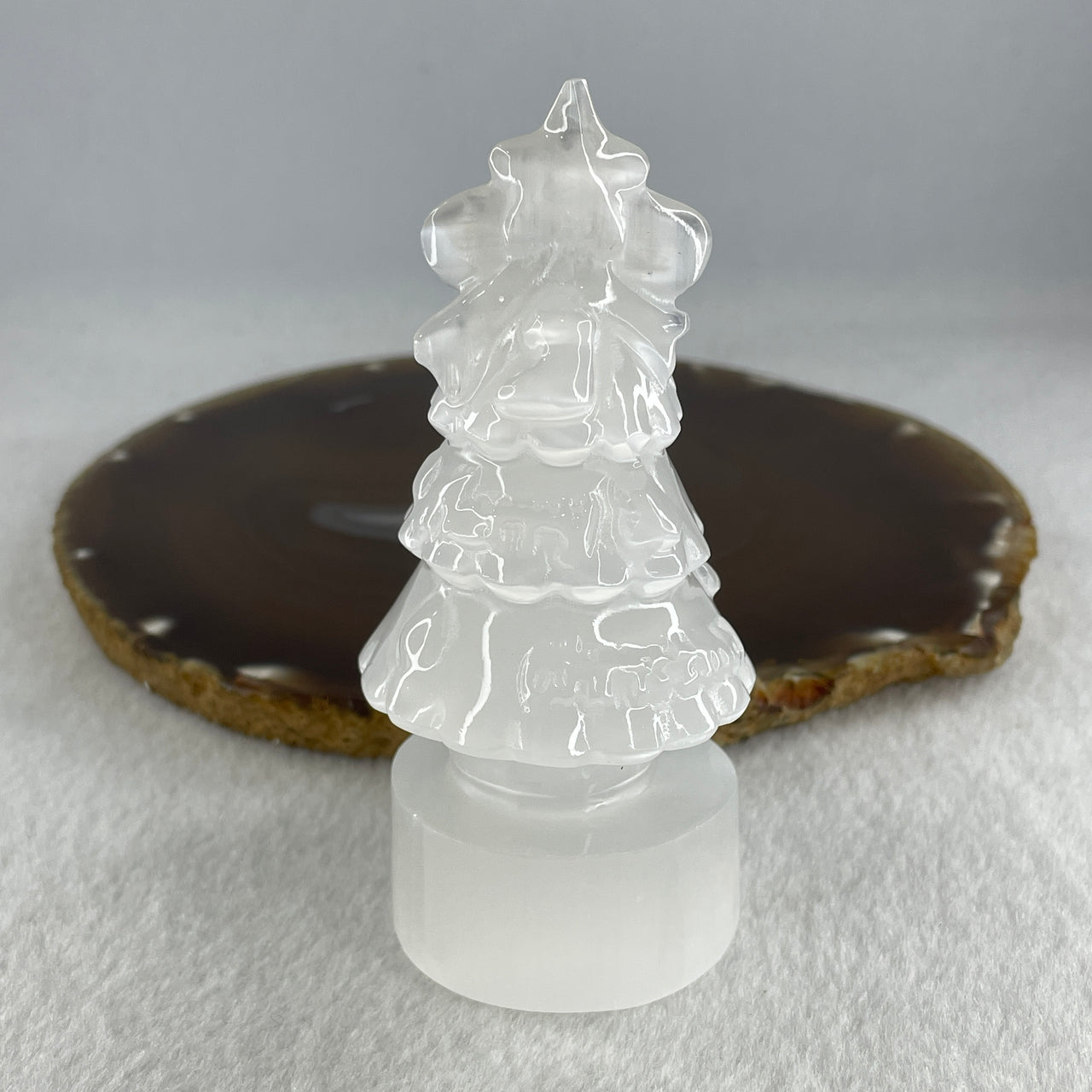 Satin Spar Gypsum Christmas Tree Display 160.05g 94.4 by 47.1 by 45.1mm