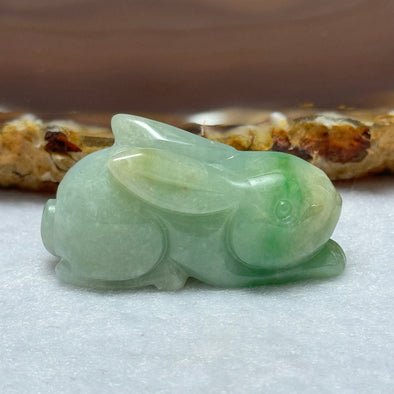 Type A Green with Spicy Piao Hua Jadeite Rabbit Charm 17.05g 36.0 by 14.2 by 17.6mm