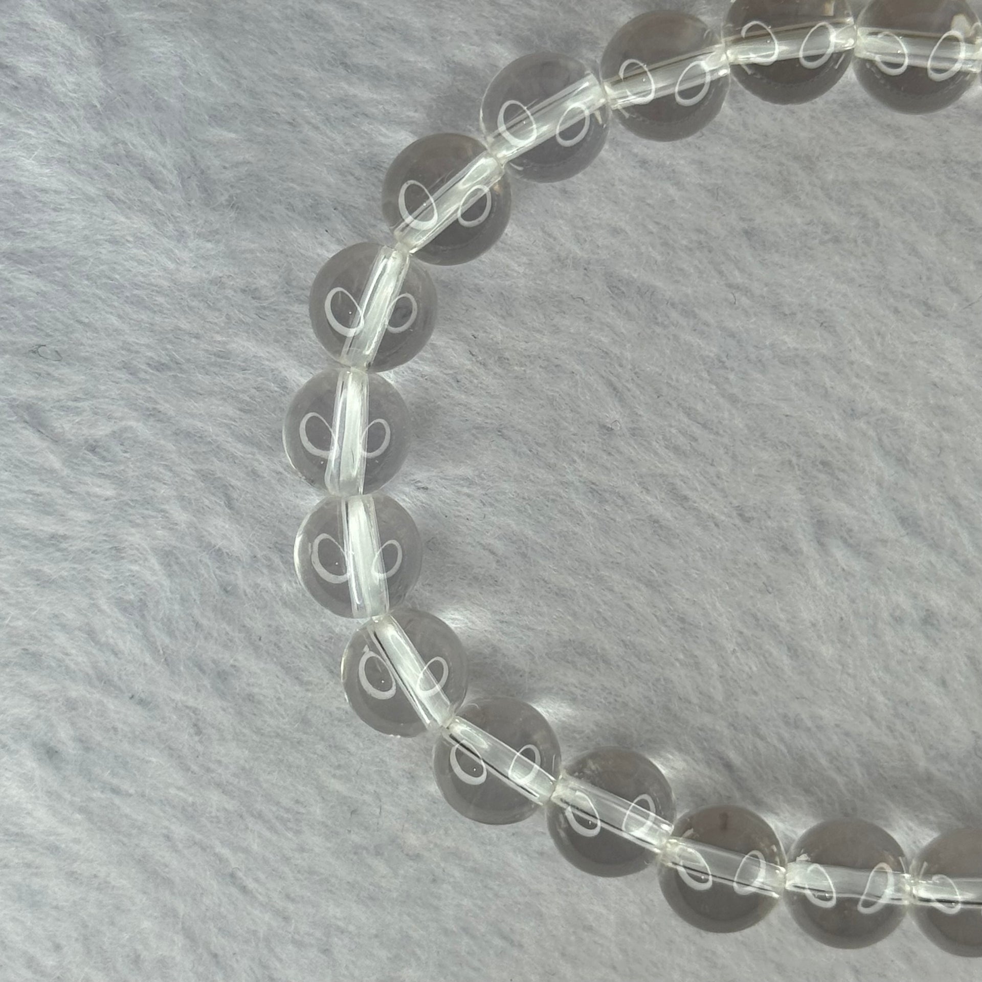 Natural Clear Quartz Bracelet 天然白水晶手链 18.56g 16.5cm 8.4mm 24 Beads - Huangs Jadeite and Jewelry Pte Ltd