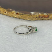 Natural Type A Emerald Green Jadeite Approx 5.1 by 3.8 by 2.0mm with Natural Diamonds in Platinum PT900 Ring Total Weight 4.66g US6 HK13 - Huangs Jadeite and Jewelry Pte Ltd