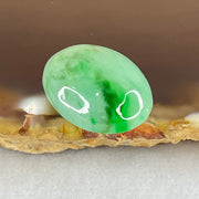 Type A Light Green and Spicy Green Piao Hua Jadeite Cabouchon Stone For Setting 3.88g 17.5 by 14.3 by 8.7mm - Huangs Jadeite and Jewelry Pte Ltd