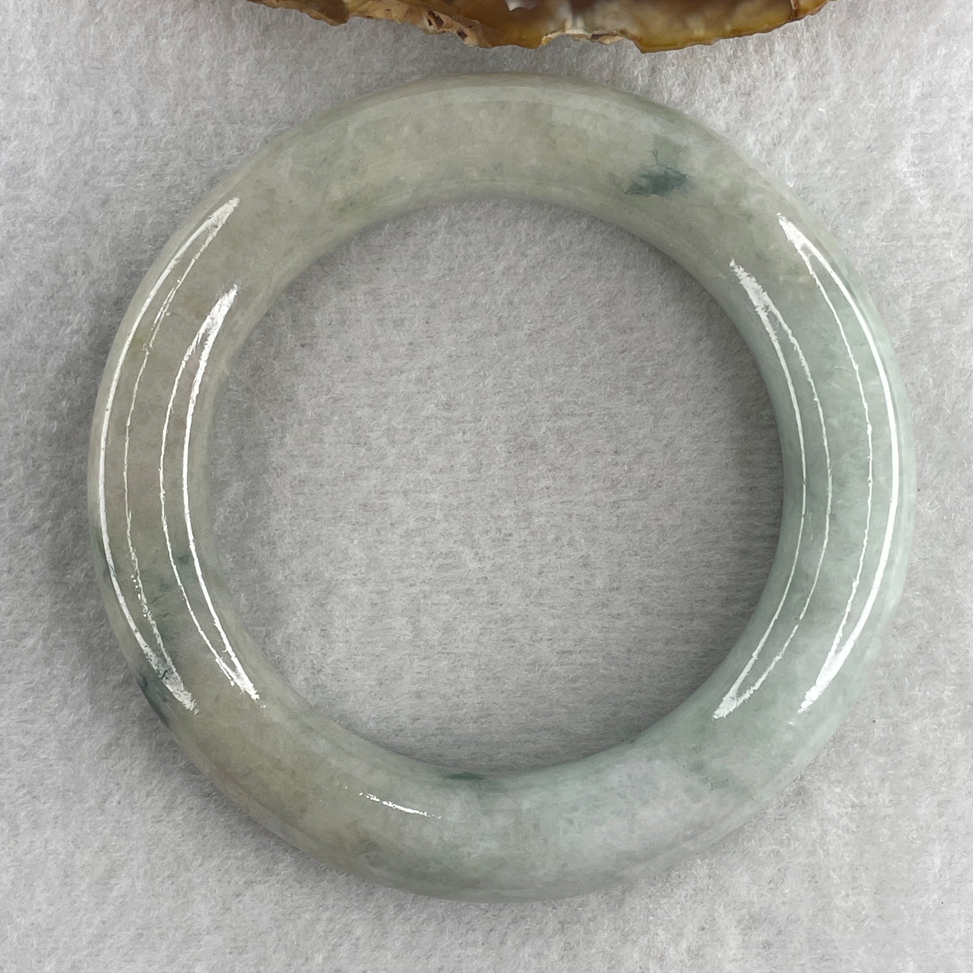 Natural Type A Green with Dark Green Spot Jadeite Bangle 88.51g Internal Diameter 56.4mm 12.8 by 13.3mm (Very Very Slight Internal Lines) - Huangs Jadeite and Jewelry Pte Ltd