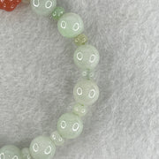 Natural Type A Light Green Jadeite Round Shape Beads with Red Agate Paw Charm Bracelet 29.33g 17cm 10.0mm 14 Beads - Huangs Jadeite and Jewelry Pte Ltd