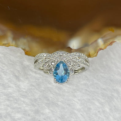 Natural Blue Topaz In 925 Sliver Ring 2.09g 7.3 by 5.0 by 3.8 mm - Huangs Jadeite and Jewelry Pte Ltd