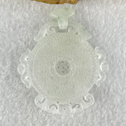 Type A Semi Icy White Jadeite Floral Ping An Kou Donut Pendant 16.76g 45.4 by 43.3 by 5.6mm - Huangs Jadeite and Jewelry Pte Ltd