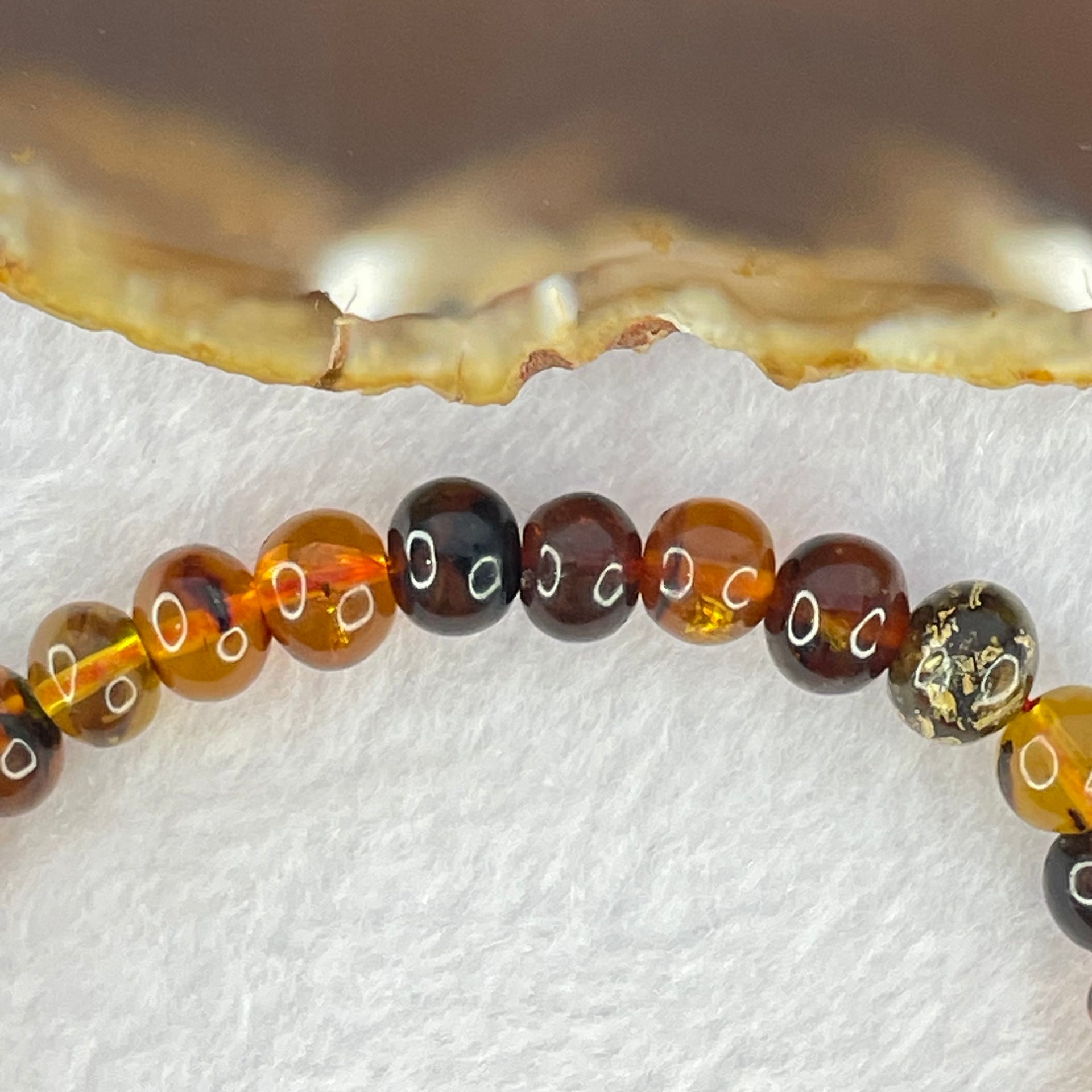 Natural Mixed Color Amber Beads Bracelet 6.74g 17.5cm 7.8mm 32 Beads - Huangs Jadeite and Jewelry Pte Ltd
