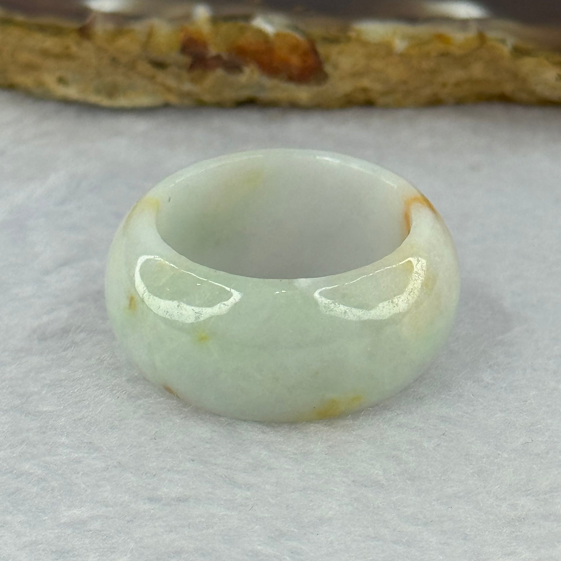 Type A Light Lavender Green with Brownish Red Patches Jadeite Ring 10.30g 12.8 by 4.2mm US10.75 HK24.25 (Slight Rough) - Huangs Jadeite and Jewelry Pte Ltd