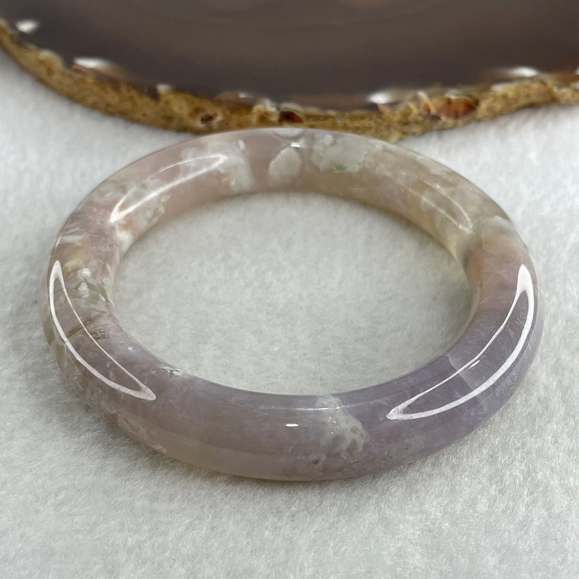 Natural Purple Flower Agate Bangle 58.74g Internal Diameter 57.8mm 12.0 by 11.5mm (Perfect) - Huangs Jadeite and Jewelry Pte Ltd