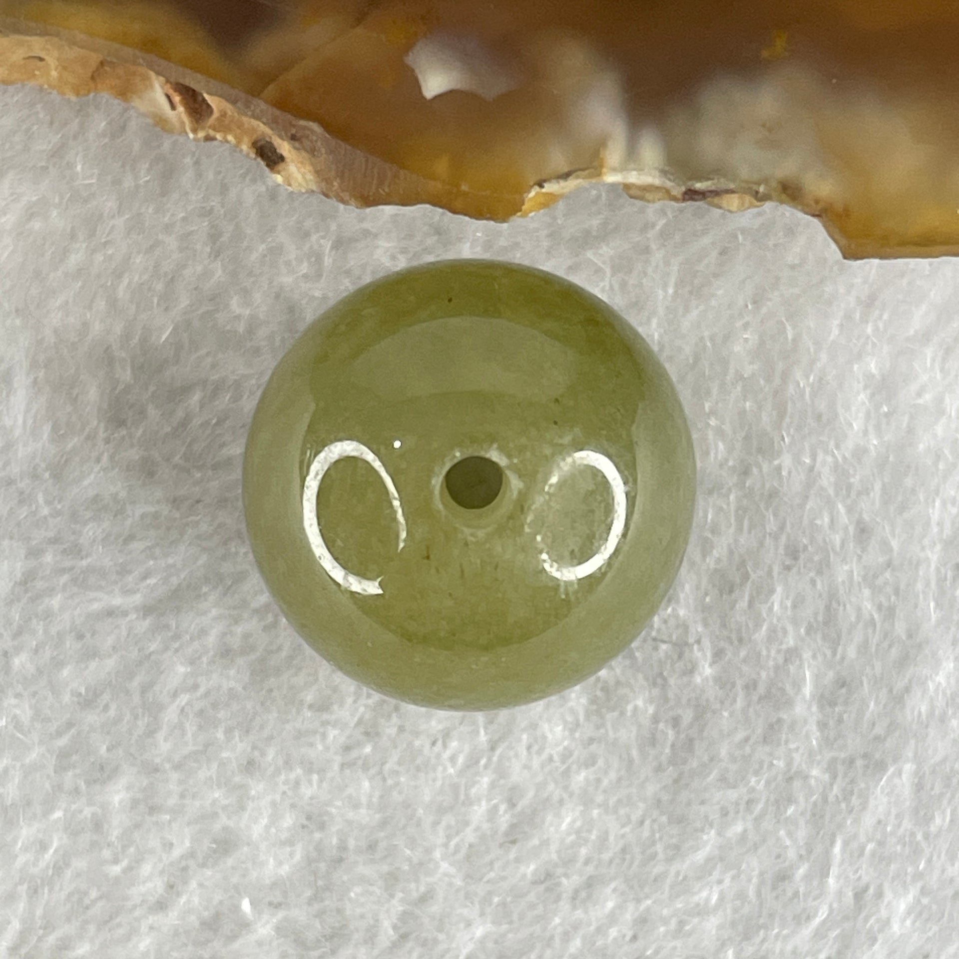Natural Type A Yellowish Green Jadeite Bead Charm 4.15g 13.9mm - Huangs Jadeite and Jewelry Pte Ltd